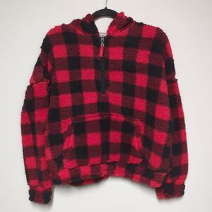 Red and Black Buffalo Check Hoodie Sherpa NWT